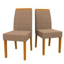 Conjunto Com 2 Cadeiras Para Sala de Jantar Isis Madeira Maciça Ypê Suede Marron Rosê VL02 New Ceval