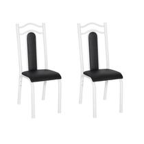 Conjunto com 2 Cadeiras para Sala de Jantar Lara Branco/Preto