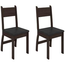 Conjunto Com 2 Cadeiras Para Sala De Jantar Milano Amendoa Preto Poliman Móveis