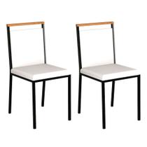 Conjunto com 2 Cadeiras Penélope Branco e Preto