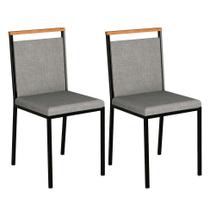 Conjunto com 2 Cadeiras Penélope Cinza e Preto