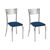 Conjunto com 2 Cadeiras Penélope Cromado e Azul - Criativa Móveis