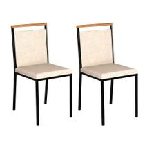 Conjunto com 2 Cadeiras Penélope Palha e Preto - Brigatto