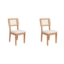 Conjunto com 2 Cadeiras Penny Algodão Cesare Claro e Freijó