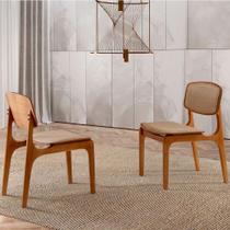 Conjunto com 2 Cadeiras Prada Linho Palha e Imbuia Natural Conjunto com 2 Cadeiras Prada Linho Palha e Imbuia Natural