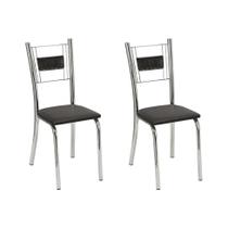 Conjunto com 2 Cadeiras Roberta Cromado e Preto - Criativa Móveis