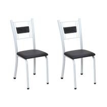 Conjunto com 2 Cadeiras Roberta Preto e Branco - Criativa Móveis
