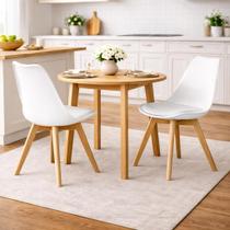 Conjunto com 2 Cadeiras Saarinen Leda Wood com Pés de Madeira Cadeira de Jantar Moderna e Nacional