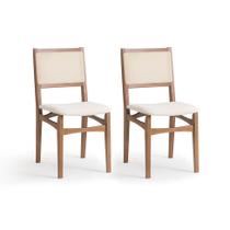 Conjunto com 2 Cadeiras Serena com Tela Natural Algodão Bege Claro e Marrom