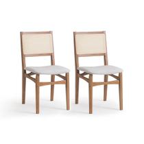 Conjunto com 2 Cadeiras Serena com Tela Natural Algodão Cinza Claro e Marrom