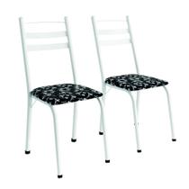 Conjunto Com 2 Cadeiras Tubular Itália Branco Floral Artefamol Conjunto Com 2 Cadeiras Tubular Itália Branco Floral Artefamol