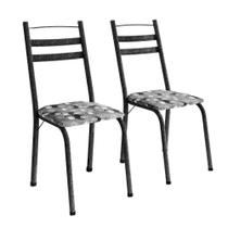 Conjunto Com 2 Cadeiras Tubular Itália Preto Craquelado-folha Artefamol Craqu Dark