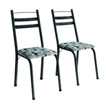Conjunto Com 2 Cadeiras Tubular Itália Preto Craquelado/Folha Artefamol Conjunto Com 2 Cadeiras Tubular Itália Preto Craquelado/Folha Artefamol