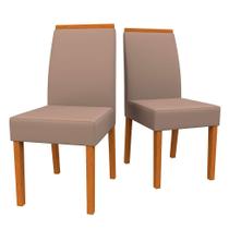 Conjunto com 2 Cadeiras Veneza Revestimento Sintético Marrom Claro e Ype