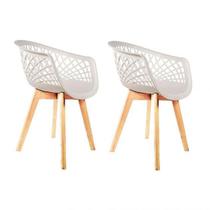 Conjunto Com 2 Cadeiras Web Wood Branca Empório Tiffany - Seatco