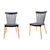 Conjunto com 2 Cadeiras Windsor Preto