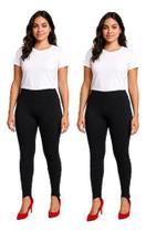 Conjunto Com 2 Calças Leggings Pezinhos Preta Cintura Alta