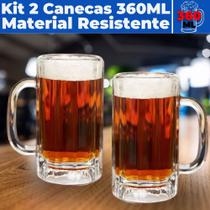 Conjunto Com 2 Canecas De Chopp, Cerveja Bebida Vidro 360 Ml Conjunto Com 2 Canecas De Chopp, Cerveja Bebida Vidro 360 Ml