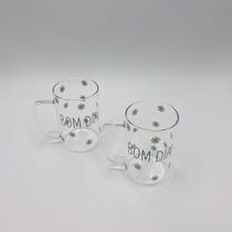 Conjunto com 2 Canecas de Vidro Resistente a Calor - Bom Dia - Borosilicato Wolff