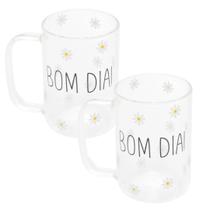 Conjunto com 2 Canecas Vidro Borossilicato 280ml Bom Dia Conjunto com 2 Canecas Vidro Borossilicato 280ml Bom Dia