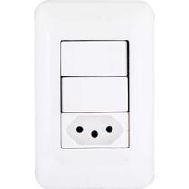 Conjunto com 2 Interruptores Simples e Tomada 2p+t, 10 A, Lgx113, Pial POP