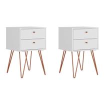 Conjunto com 2 Mesas de Cabeceira Bled 4 GV Branco Conjunto com 2 Mesas de Cabeceira Bled 4 GV Branco