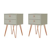 Conjunto com 2 Mesas de Cabeceira Bled 4 GV Off White e Cobre