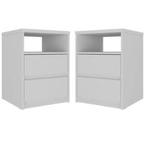 Conjunto com 2 Mesas de Cabeceira Mdf Gales Branco Conjunto com 2 Mesas de Cabeceira Mdf Gales Branco