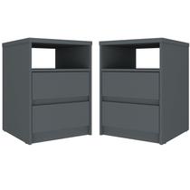 Conjunto com 2 Mesas de Cabeceira MDF Gales Cinza Conjunto com 2 Mesas de Cabeceira MDF Gales Cinza
