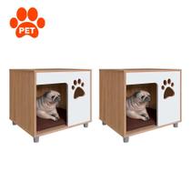 Conjunto com 2 Mesas de Cabeceira para PET Spitz Branco e Oak