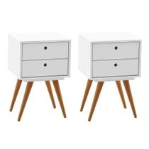 Conjunto com 2 Mesas de Cabeceira Retrô 2 GV Branco Conjunto com 2 Mesas de Cabeceira Retrô 2 GV Branco