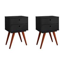 Conjunto com 2 Mesas de Cabeceira Retrô Plus 2 GV Preta