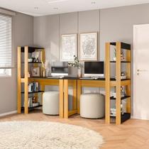 Conjunto com 2 Mesas Escrivaninhas com Estante e 4 Prateleiras Licce
