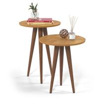 Conjunto com 2 Mesas Lateral e Apoio Sala Slim Cinamomo