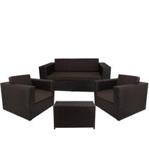 Conjunto com 2 Poltronas 1 Namoradeira Assento Estofado com Mesa Classe A - Marrom Tabaco Conjunto com 2 Poltronas 1 Namoradeira Assento Estofado com Mesa Classe A - Marrom Tabaco