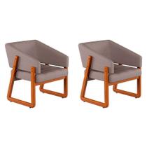 Conjunto com 2 Poltronas Air Linho Cinza e Amêndoa
