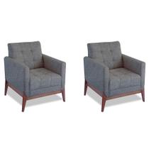 Conjunto com 2 Poltronas Brooks Cinza