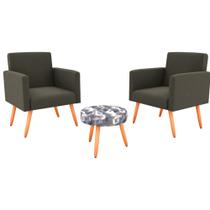 Conjunto Com 2 Poltronas e 1 Puff Dallas Matrix