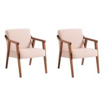 Conjunto com 2 Poltronas Flávia Bege e Nogueira