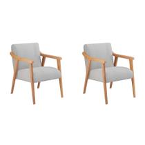 Conjunto com 2 Poltronas Flávia Cinza e Natural