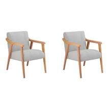 Conjunto com 2 Poltronas Flávia Cinza e Natural