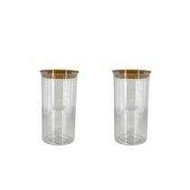 Conjunto com 2 Potes Herméticos em Acrílico Cristal Organizador para Mantimentos 1100ml