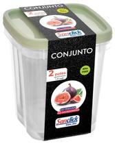 Conjunto Com 2 Potes Quadrados Graduados BPA Free 1,9 Litros