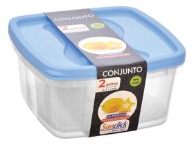 Conjunto Com 2 Potes Quadrados Graduados BPA Free 2,5 Litros - Plásticos Santana Conjunto Com 2 Potes Quadrados Graduados BPA Free 2,5 Litros - Plásticos Santana