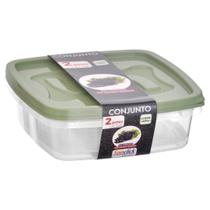 Conjunto Com 2 Potes Quadrados Graduados Para Alimentos 1,7L