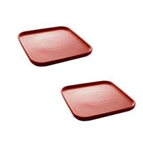 Conjunto com 2 pratos quadrados em porcelana nordica vermelho matt 20,5x1,8cm - LILIAN GIFT
