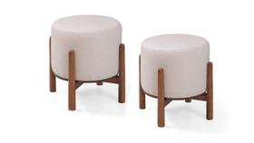 Conjunto Com 2 Puff Decorativo Multiuso Com Mesa Auxiliar