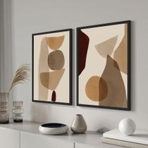 Conjunto com 2 quadros Abstrato Marrom para sala Conjunto com 2 quadros Abstrato Marrom para sala