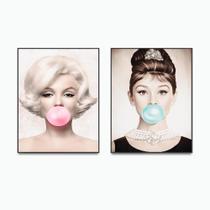 Conjunto com 2 quadros Audrey Hepburn e Marilyn monroe