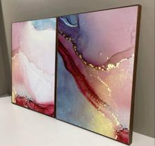 Conjunto com 2 quadros decorativos Abstrato Marmorizado Color